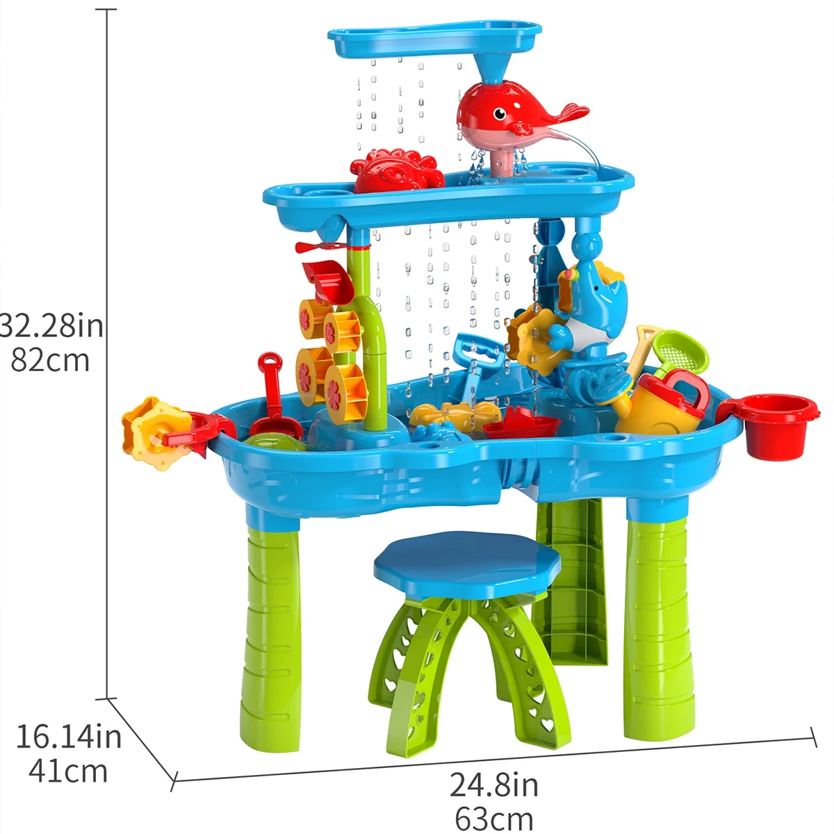 Dinosaur Planet Kids Sand Water Table for Toddlers, 3-Tier Sand and Water Play Table Toys for Toddlers Kids, Activity Sensory Tables Outside Beach Toys for Toddler Boys Girls Age 1-3 3-5 Gift