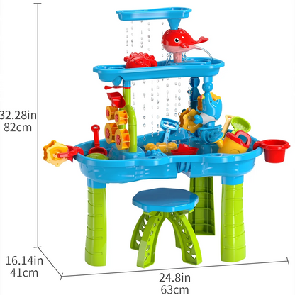 Dinosaur Planet Kids Sand Water Table for Toddlers, 3-Tier Sand and Water Play Table Toys for Toddlers Kids, Activity Sensory Tables Outside Beach Toys for Toddler Boys Girls Age 1-3 3-5 Gift