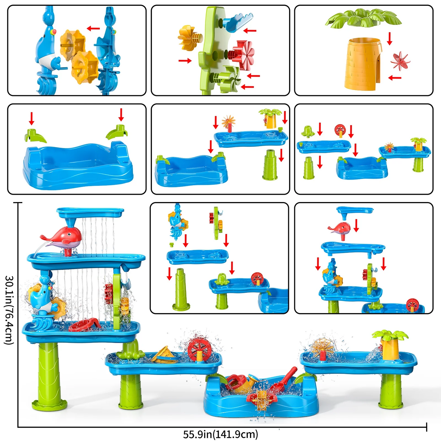 Dinosaur Planet Kids Sand Water Table, Sandbox Table Kids Activity Sensory Play Table Summer Outdoor Toys Boys Girls Christmas Gift