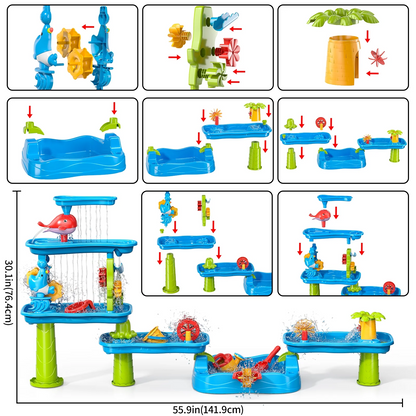 Dinosaur Planet Kids Sand Water Table, Sandbox Table Kids Activity Sensory Play Table Summer Outdoor Toys Boys Girls Christmas Gift