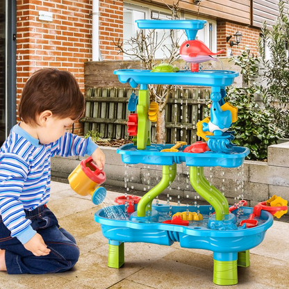 Dinosaur Planet Kids Sand Water Table for Toddlers, 4-Tier Sand and Water Play Table Toys for Toddlers Kids, Activity Sensory Tables Outside Beach Toys for Toddler Boys Girls Age 1-3 3-5 Gift