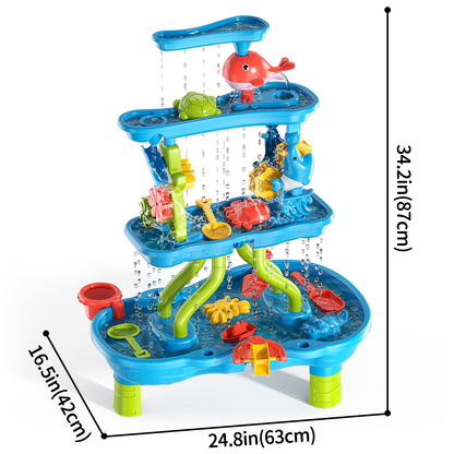 Dinosaur Planet Kids Sand Water Table for Toddlers, 4-Tier Sand and Water Play Table Toys for Toddlers Kids, Activity Sensory Tables Outside Beach Toys for Toddler Boys Girls Age 1-3 3-5 Gift